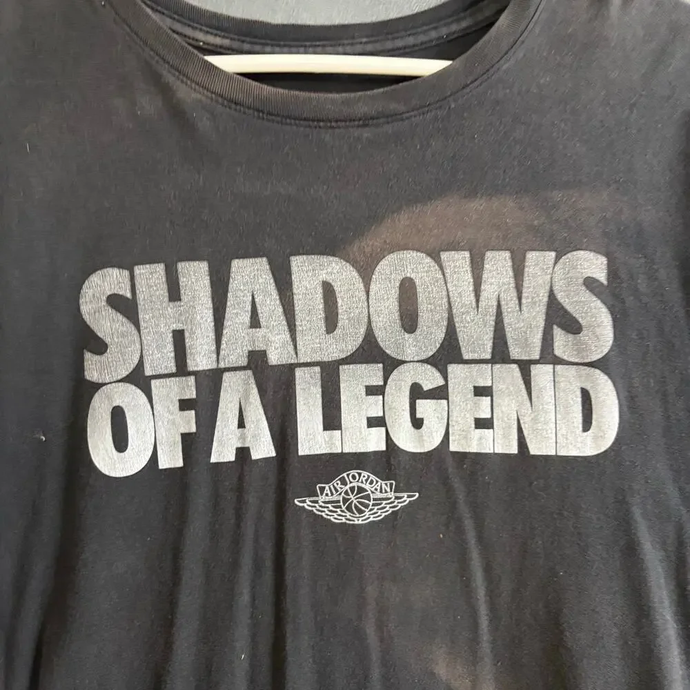 Thrashed Air Jordan Shadows of a Legend T-Shirt Black Men’s Medium Graphic Tee